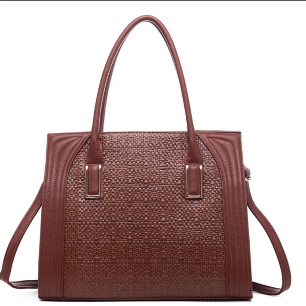 1 left! Boutique- Pink Haley Dariela Brown Tote - Picture 2 of 6
